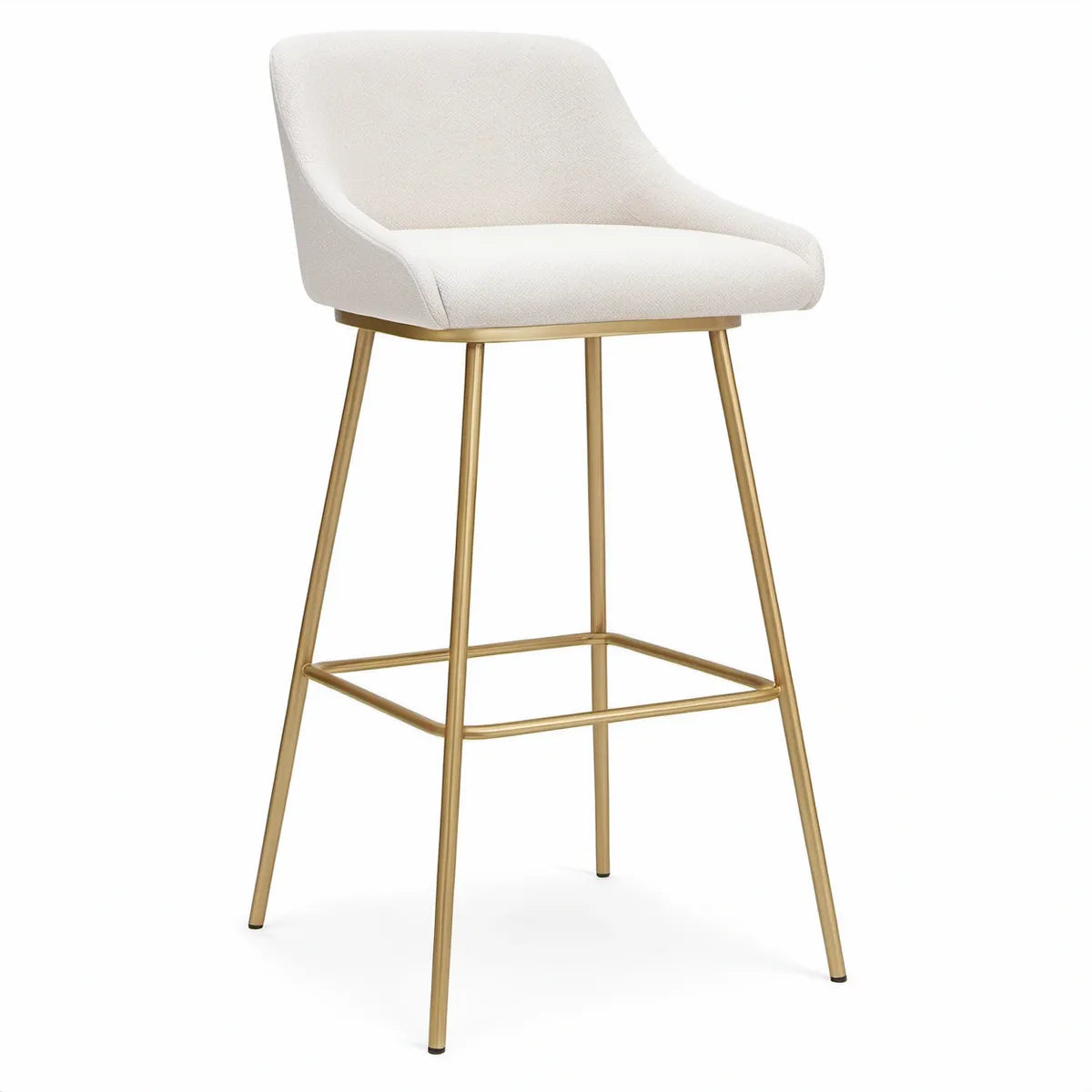 Barstol med ryglæn, creme og guld, 50 x 55 x 100 cm