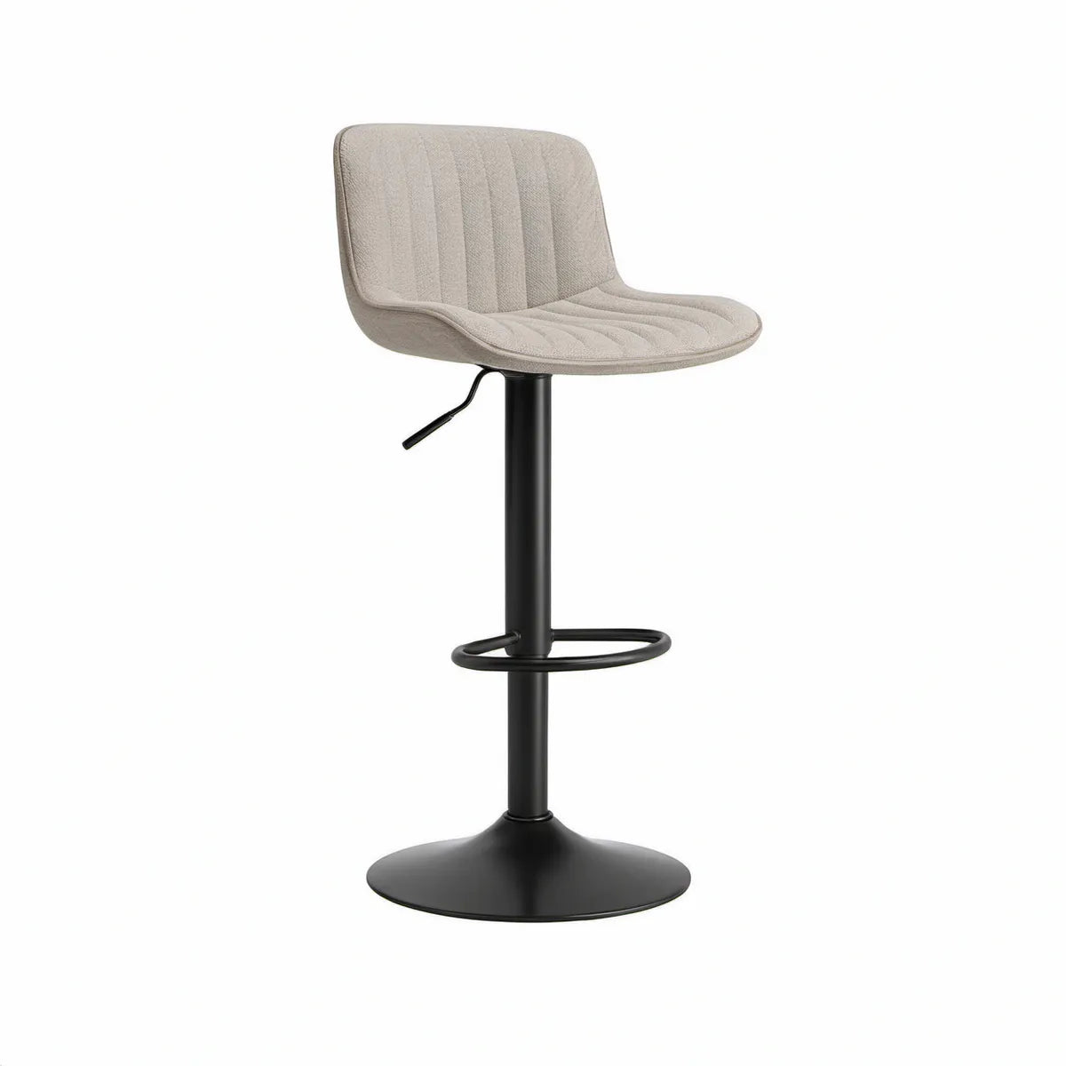 Højdejusterbar drejelig barstol med ryglæn, beige/sort, 50 x 53 x 88-109 cm
