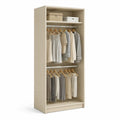 Åbent garderobeskab med 2 bøjlestænger og hylde, beige, 80 x 50 x 180 cm