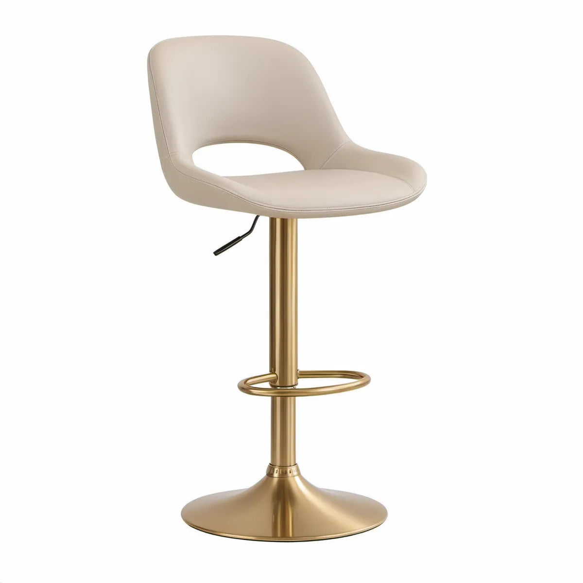 Beige barstol med guldfarvet stel og justerbar højde, 50 x 52 x 90-111 cm