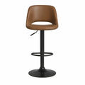 Højdejusterbar barstol 50 x 52 x 89-110 cm i brun PU og sort stål