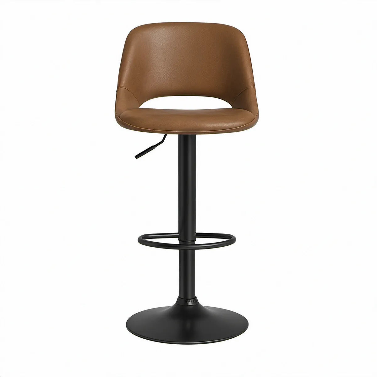 Højdejusterbar barstol 50 x 52 x 89-110 cm i brun PU og sort stål