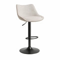 Justerbar barstol med ryglæn i beige polyester og sort stål, 47 x 50 x 91-112 cm